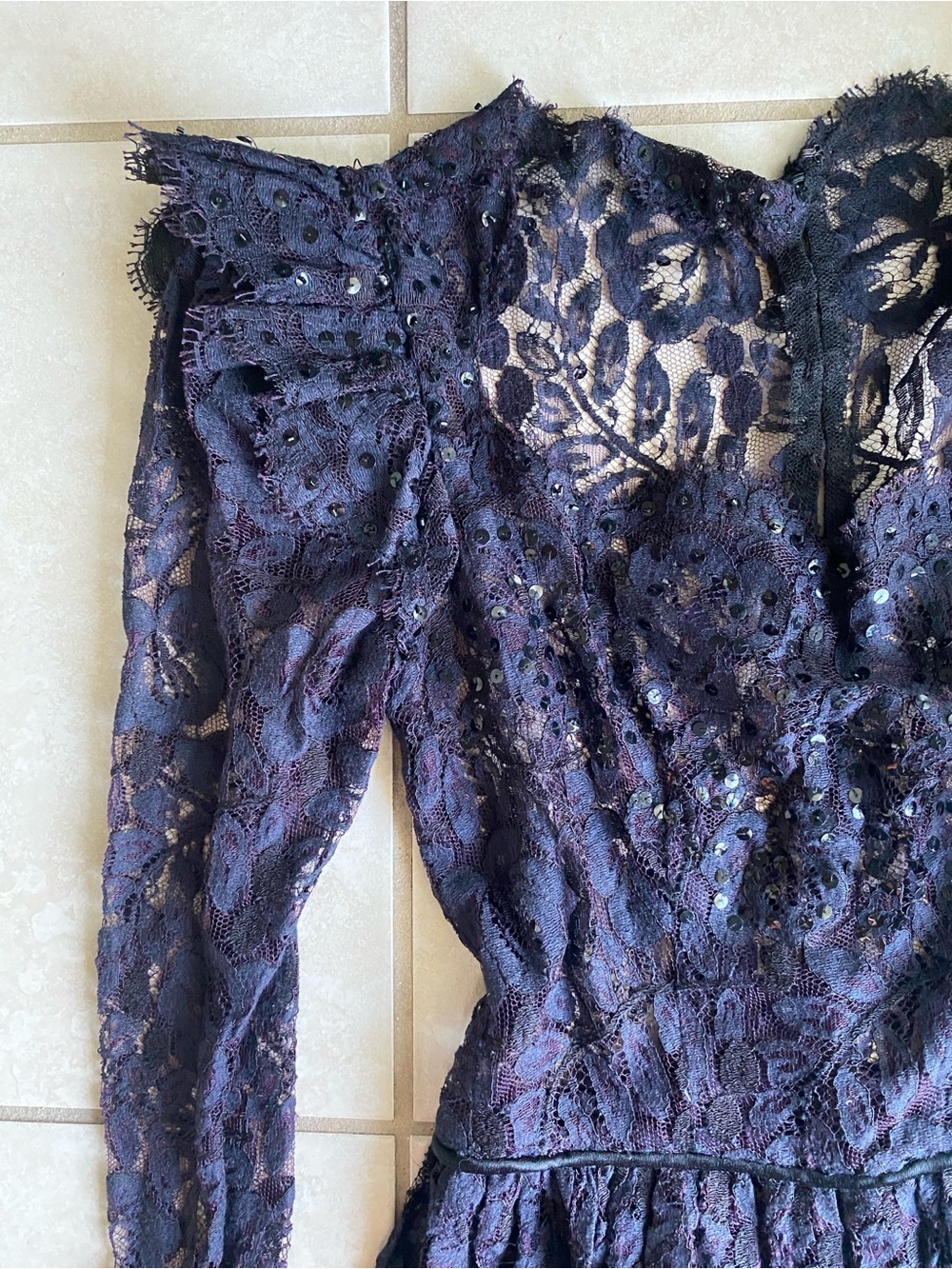 80s RARE Vintage Lace overlay gown - Picture 6 of 8